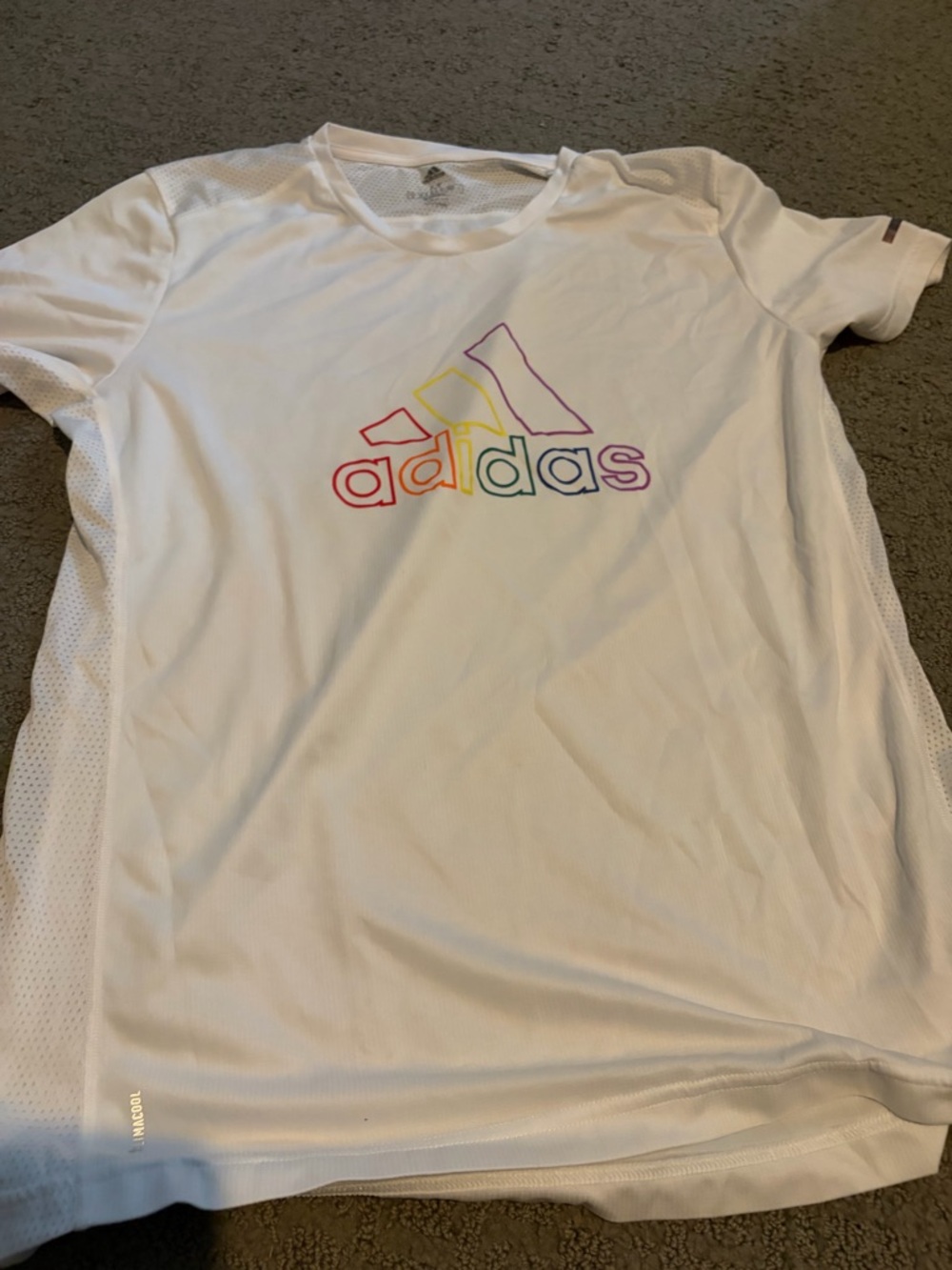 adidas White ClimaCool Running Tee with Logo
